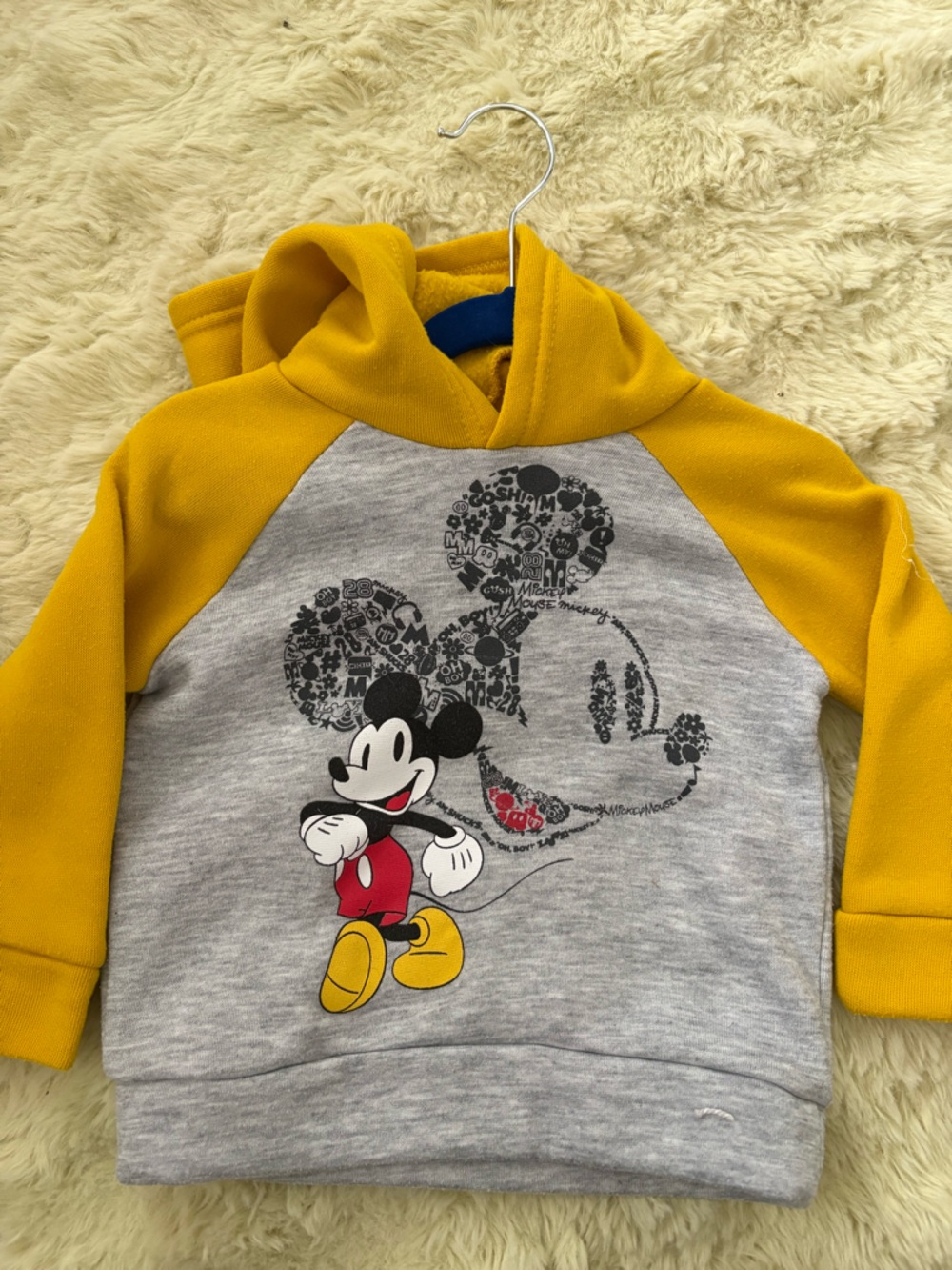 Kids Mickey Mouse Hooded Sweatshirt - Yellow & Heather Gray